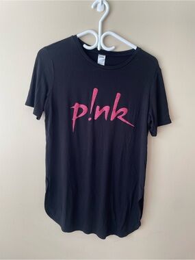 P!NK Black Tee with Pink Script Logo - 2024